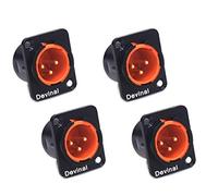 Devinal Jack XLR maschio a 3 pin - Jack per montaggio a pannello telaio serie D, alloggiamento in metallo nero, adatto per connettori audio studio serie D, confezione da 4