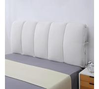 DEVINK Cuscini Testiera Letto Matrimoniale Singolo Imbottita, Cuscini da Lettura Copri Testata Copripiumino Rimovibile E Lavabile, Anti-collisione Addensato Grandi per Testata(180x60cm,White)