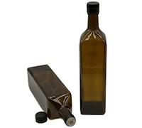 Devitre 2 bottiglie di olio da 1000 ml in vetro con beccuccio integrato in plastica ed etichette