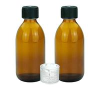 Devitre 2 bottiglie di vetro marrone da 250 ml con coperchio misurino e etichette per scrivere