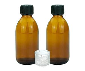 Devitre 2 bottiglie di vetro marrone da 250 ml con coperchio misurino e etichette per scrivere