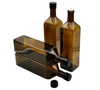 Devitre 4 bottiglie di olio da 1000 ml in vetro, con beccuccio integrato in plastica ed etichette