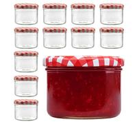Devitre Set di 12 barattoli per marmellata, 210 ml, con coperchio ed etichette