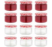 Devitre Set di 12 barattoli per marmellata, 250 ml, con coperchio e adesivi