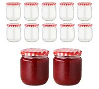 Devitre Set di 12 barattoli per marmellata, 425 ml, con coperchio + etichette