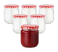 Devitre Set di 6 barattoli per marmellata, 425 ml, con etichette e coperchio