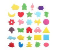 DEVNWIGMO 24 Pezzi Spugne Pittura Bambini Kit Disegno Timbri Forme Diverse per Impronte Colori Esplorazione Texture Materiale Spugna per attività Cre, 30 Pezzi