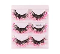 DEVNWIGMO 3 Paia Ciglia Finte Luminose Sequin Glitter Eyelashes Colorate con Effetto Glow Notturno per Trucco Cosplay Costume Donna Adatte a Festa Matrimonio Ha, ROSA