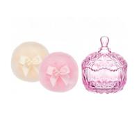 DEVNWIGMO Contenitore da Bagno Riutilizzabile Barattolo Vetro Velluto Applicatore Polvere Decorazione Elegante Adatto per Toeletta Trucco Regalo Casa, Rosa