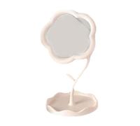 DEVNWIGMO Makeup Mirror per Scrivania con Specchio Da Trucco Specchio Vanity Da Tavolo Specchio Rotante Regolabile Base Stabile in Vetro E PP Adatto a Donne E C, Bianco