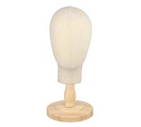 DEVNWIGMO Manichino Testa Mannequin Display Stand Supporto Base Faceless Modello Porta Parrucca Materiale Legno Tessuto Adatto per Salone Parrucchieri Barbieri, base con venature del legno