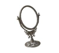 DEVNWIGMO Specchio Da Tavolo Trucco Vintage Rotante Ovale con Telaio in Rilievo Supporto Stabile in Lega di Zinco E Vetro Adatto per Donna Ragazza Bagno Toelett, Rosa Ovale