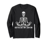 Devo ottenere il mio zen su divertente scheletro yoga Maglia a Manica