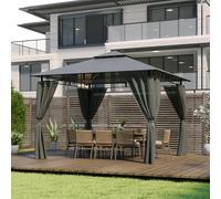 Devoke Gazebo da Giardino 3x3,Telo Gazebo 3x3 Impermeabile,Gazebos Esterno Resistente,Telaio in Metallo, Gazebos,Grigio