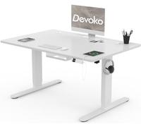 Devoko 120 x 80 cm scrivania regolabile in altezza, scrivania da ufficio con quattro sezioni, scrivania per computer con funzione di memoria, Bianco