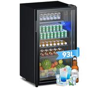 Devoko Frigorifero per bevande da 93L, con porta in vetro e illuminazione interna a LED, con ripiani regolabili in altezza, frigorifero compatto per cola, birra, vino, ideale per casa e ufficio