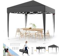 Devoko Gazebo 2x2 Pieghevole Impermeabile 3 Pieghevole Altezza Regolabile,Protezione UV 50 +,Gazebo da Giardino con Borsa di Trasporto,Gazebo Esterno Resistente,Grigio