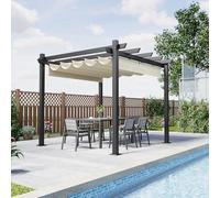 Devoko Gazebo Pergola 3x3,Gazebo Esterno Resistente,Pergolato da Giardino UV50+,Pergola Bioclimatica per Arredo Giardino Terrazzo,Beige