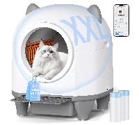 DEVOKO Lettiera autopulente per gatti 90+8,5 l, lettiera autopulente per gatti, eliminazione degli odori, controllo tramite app, grande capacità, lettiera automatica per più gatti ABS