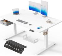 Devoko Scrivania Elettrica Regolabile In Altezza 140 x 80 cm, U, Ufficio 4 Sezioni Con Funzione Di Memoria, Cassetti, Porte Usb E Sistema Di Gestione Cavi, Bianco