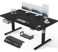 Devoko Scrivania Elettrica Regolabile In Altezza 160 x 80 cm, Ufficio 4 Sezioni Con Funzione Di Memoria, Cassetti, Porte Usb E Sistema Di Gestione Cavi, Nero