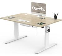 Devoko Scrivania Regolabile in Altezza 120 x 80 cm, Scrivania da Ufficio con Sistemi Anti-Collisione e Funzione di Memoria, Tavolo didattico Ergonomica Elettrica, Rovere