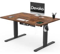 Devoko Scrivania Regolabile in Altezza 120 x 80 cm, Scrivania da Ufficio con Sistemi Anti-Collisione e Funzione di Memoria, Tavolo didattico Ergonomica Elettrica, Marrone