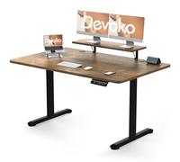 Devoko Scrivania Regolabile in Altezza 140 x 60cm con Supporto per Monitor, da Ufficio e Gaming per Computer, Telelavoro (140x60cm, Marrone Vintage)