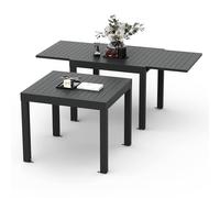 Devoko Tavolo da giardino, allungabile, 80/160 X 80 X 75 Cm, piccolo tavolo allungabile, alluminio, per balcone, resistente alle intemperie, allungabile, tavolo da pranzo per esterni, Grigio scuro