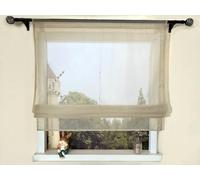 Devola Tenda a pacchetto in voile, in tinta unita, trasparente, con coulisse, con bocca, 140 x 60 cm, sabbia