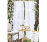 Devola Tenda a pannello, bianca trasparente, tinta unita, per soggiorno, cucina, moderna, per finestra, balcone, 260 x 100 cm (altezza x larghezza), 1 pezzo