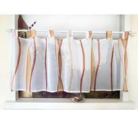 Devola Tenda a pannello con stampa ondulata, corta, con passanti, in voile, moderna, trasparente, 30 x 120 cm, arancione, 1 pezzo