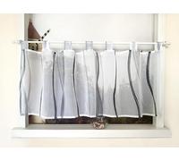 Devola Tenda a pannello con stampa ondulata, corta, con passanti, in voile, moderna, trasparente, 45 x 100 cm, grigio, 1 pezzo