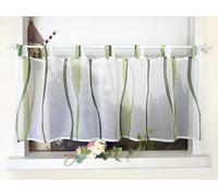 Devola Tenda a pannello con stampa ondulata, corta, con passanti, in voile, moderna, trasparente, 45 x 60 cm, verde, 1 pezzo