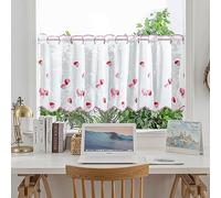 Devola Tenda da bistrò con ricamo, trasparente, in stile rustico, Cáfe, tenda per finestra, soggiorno, 65 x 200 cm, motivo a cuore