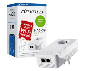 Devolo Magic 2 WiFi Next Single - Adattatore Powerline per l'Espansione della Rete per lo Smart Working (2400 Mbps, 2 Collegamenti LAN Gigabit, Tecnologia G.hn, Mesh WiFi)