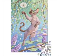 Devon Rex 1000 Puzzle Con Foto Puzzle in Legno Cartoon Background Regali Di Natale Puzzle Natura Sfida Per Adulti Regalo Per Lui E Per Lei +14 Anni 1000pcs (75x50cm)