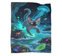 Devon Rex Cat Coperte Di Flanella Stampa 3D Coperta in Pile Fantasy Creatures Morbida E Calda Per Ragazze Ragazzi Coperta Da Divano Da Viaggio 70x80inch(180x200cm)