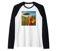 Devon Rex Cat UFO Selfie with Invasion Alien Pet Lover Humor Maglia con Maniche Raglan