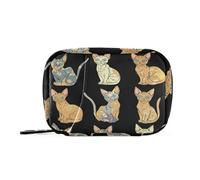 Devon Rex Cats - Borsa da viaggio estetica nera con scomparti rimovibili, pratico organizer per cassetti medici per portafoglio