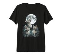 Devon Rex Gatti Ululano alla Luna Maglietta Premium