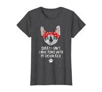 Devon Rex Pixie Gatti Maglietta, Donna, Grigio Scuro, L