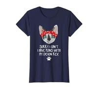 Devon Rex Pixie Gatti Maglietta, Donna, Navy, L
