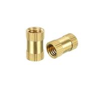 DeVow Dadi filettati zigrinati da 10 pezzi 1/4"-20 X 6 mm (L) X 8 mm (OD)/ M3/8x5/12/16 mm (L) x 4/10 mm (OD) Dado di fissaggio in ottone con filettatura femmina(Size 4)