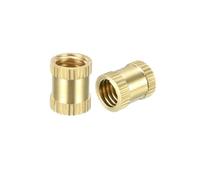 DeVow Dadi filettati zigrinati da 10 pezzi 1/4"-20 X 6 mm (L) X 8 mm (OD)/ M3/8x5/12/16 mm (L) x 4/10 mm (OD) Dado di fissaggio in ottone con filettatura femmina(Size 3)
