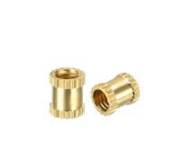 DeVow Dadi filettati zigrinati da 10 pezzi 1/4"-20 X 6 mm (L) X 8 mm (OD)/ M3/8x5/12/16 mm (L) x 4/10 mm (OD) Dado di fissaggio in ottone con filettatura femmina(Size 2)
