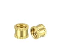 DeVow Dadi filettati zigrinati da 10 pezzi 1/4"-20 X 6 mm (L) X 8 mm (OD)/ M3/8x5/12/16 mm (L) x 4/10 mm (OD) Dado di fissaggio in ottone con filettatura femmina(Size 1)