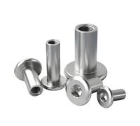 DeVow M3 M4 M5 M6 M8 M10 304 Acciaio inossidabile Grande Testa Esagonale Piatta Rivetto for Mobili Inserto Giunto Manicotto Dado a Testa Cilindrica(80mm,M6(5Pcs))