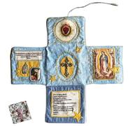 Devozionale tascabile artigianale - Faith Edition, Santuario tascabile con croce d'argento inclusa all'interno, dedicati e segnalibri, Scritture e preghiere quotidiane, immagini di sante per uomini e