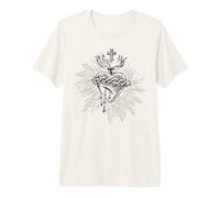 Devozione al Sacro Cuore di Gesù Vintage Arte Cattolica Maglietta Premium